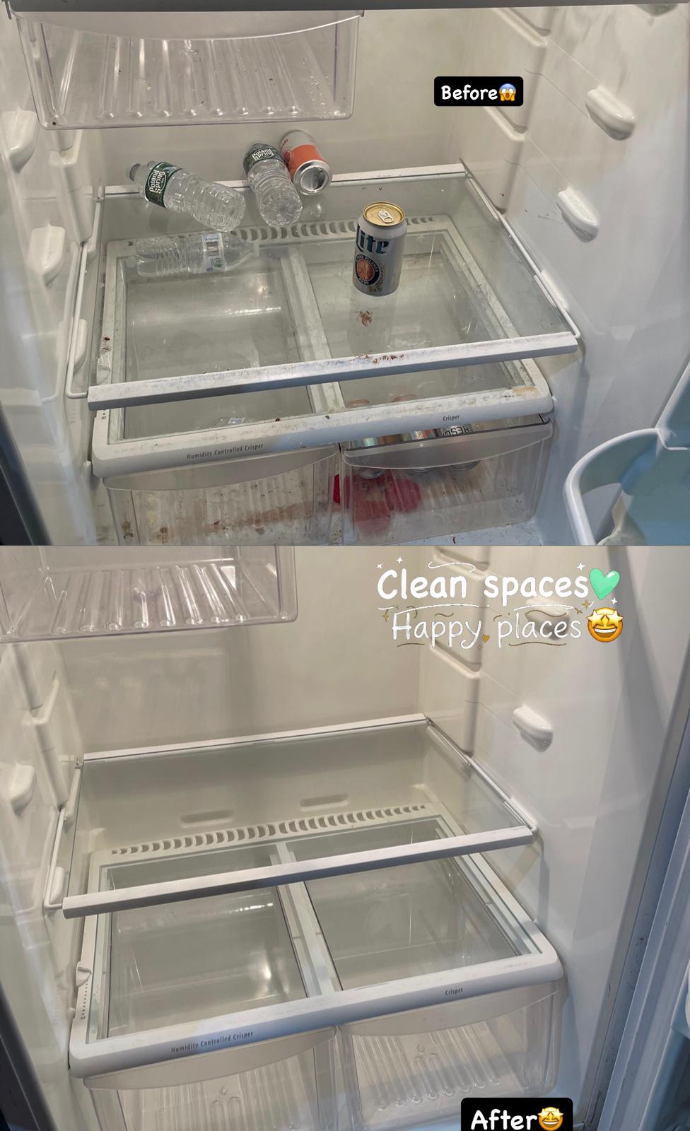 Before and after refrigerator deep cleaning by Simone Cleaning